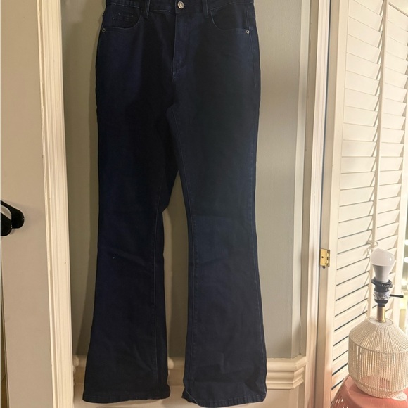 Nasty Gal Dark Blue Flare Jeans - Picture 1 of 8